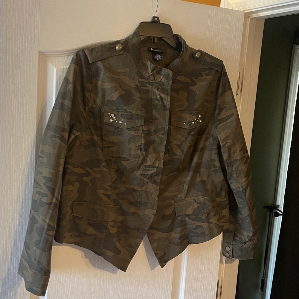 Lane Bryant Olive Camouflage Utility Jacket